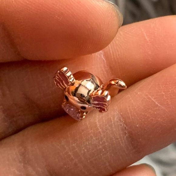 NWOT Mexican Axolotl Embraces Heart Gemstone Bead Charm Sterling Silver 925 - Picture 9 of 11